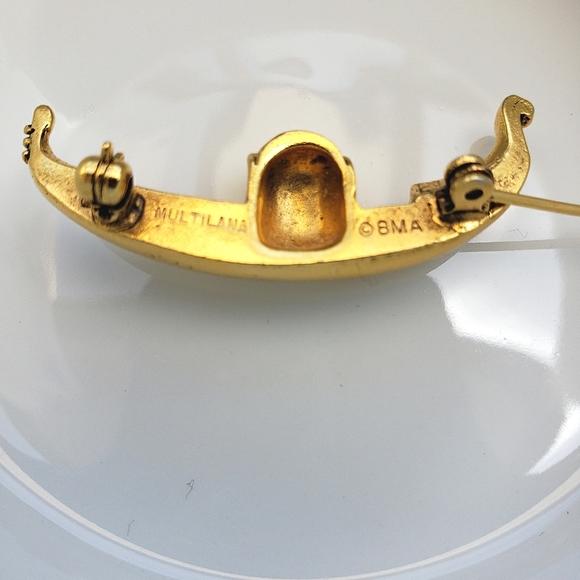 Vintage BMA Venetian Gondola Boat Pin Brooch - Picture 4 of 6